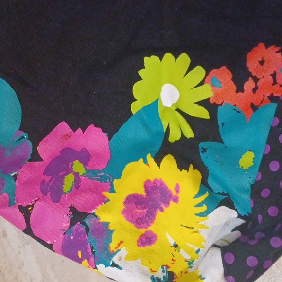 O' Neill Floral Polka Dot Black Tote Bag - Picture 2 of 7